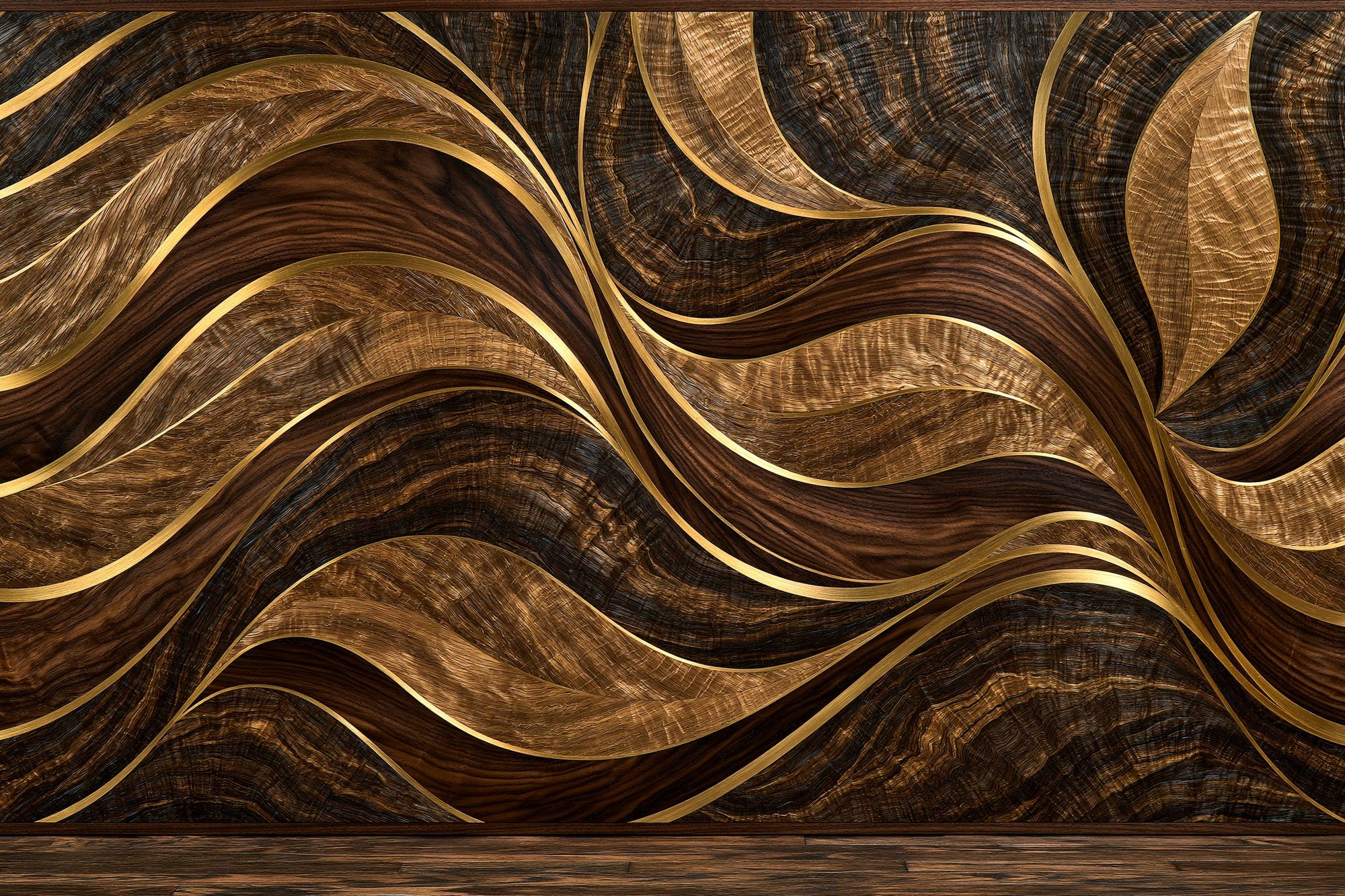 Golden Wood Waves Abstract Poster. poster — abstract art