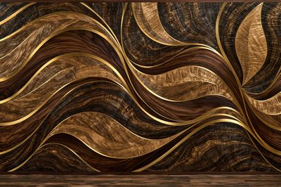Golden Wood Waves Abstract Poster.