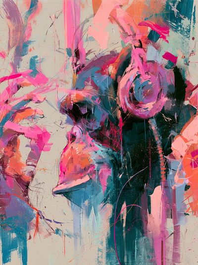 Abstract Neon Face Print.
