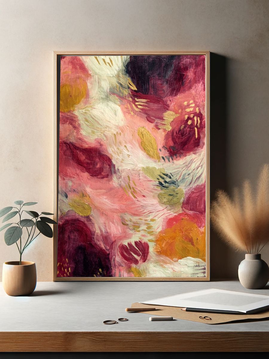 Blush Petal Abstract Poster. — room view 2