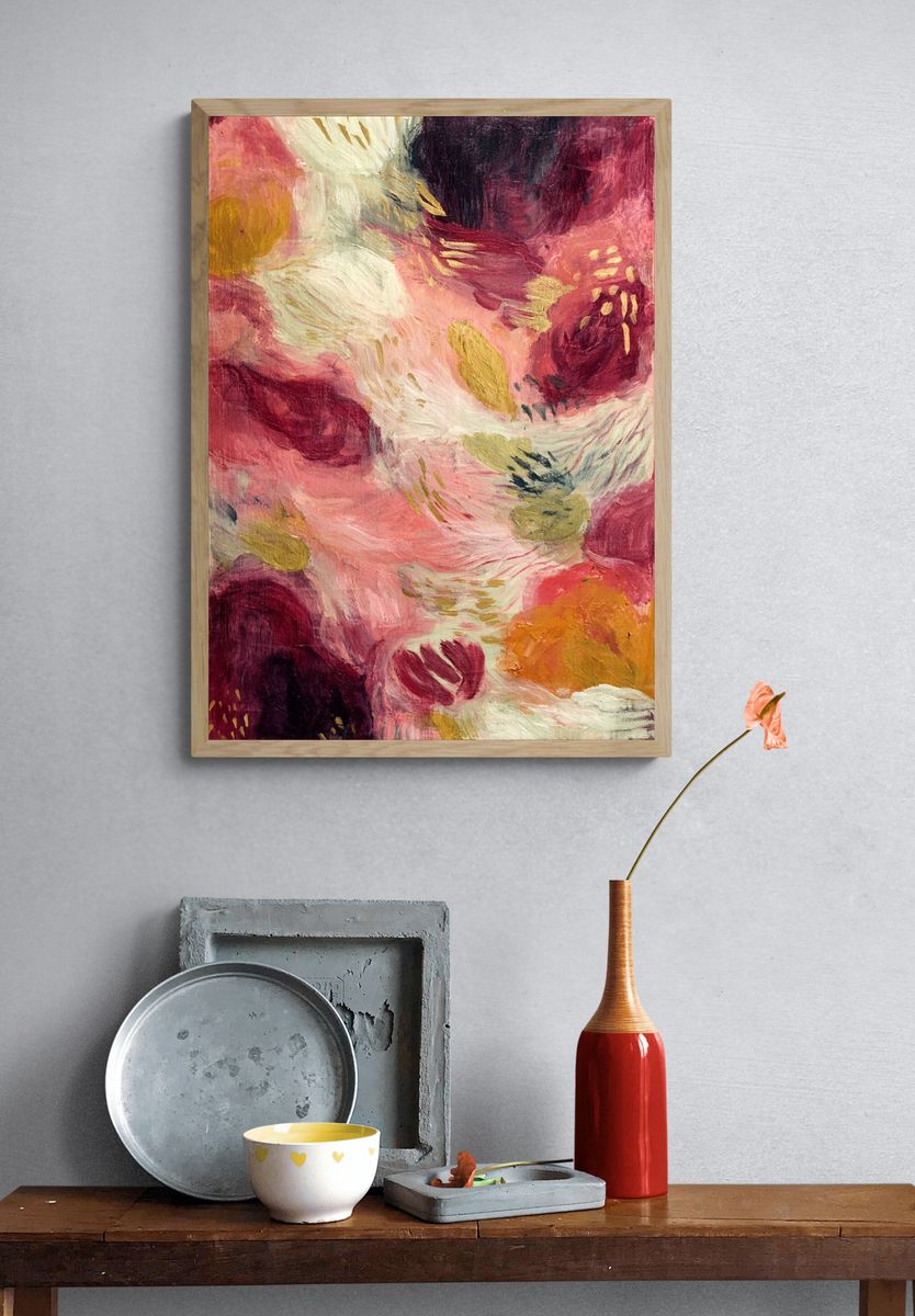 Blush Petal Abstract Poster. — room view 3