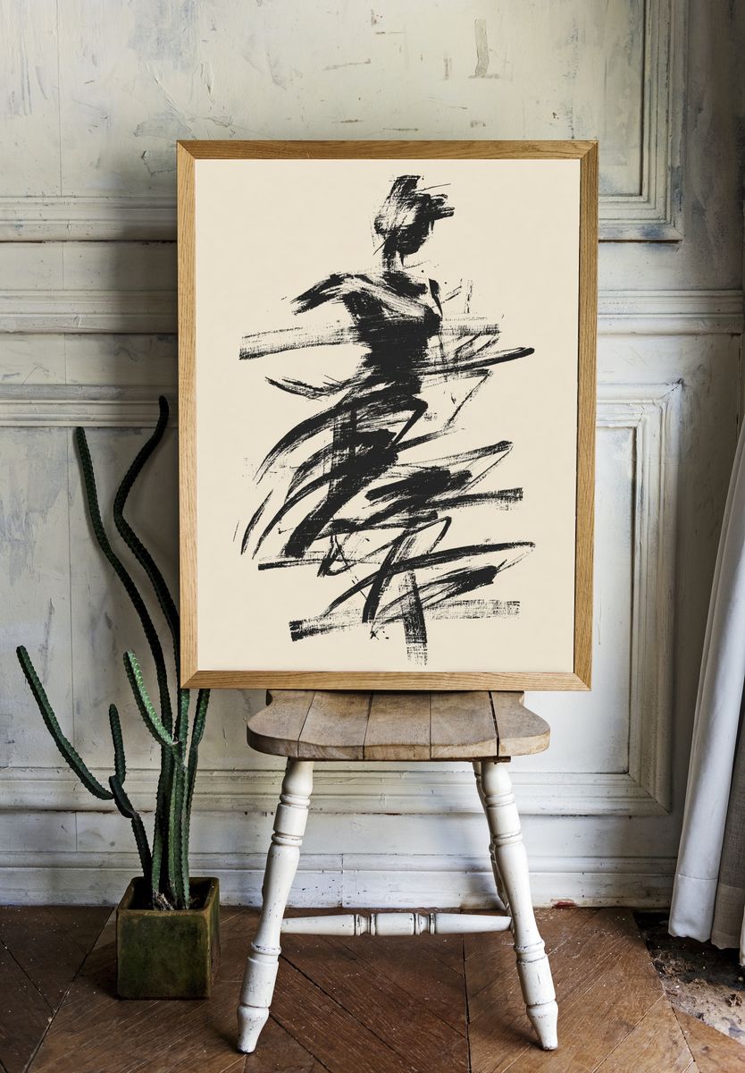 Ink Figure Abstract Print. — room view 1