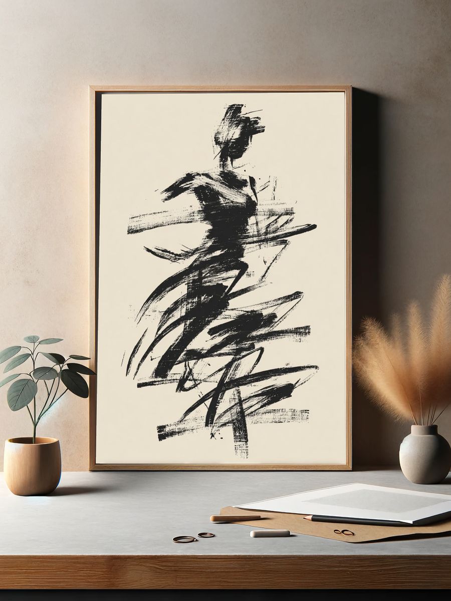 Ink Figure Abstract Print. — room view 2