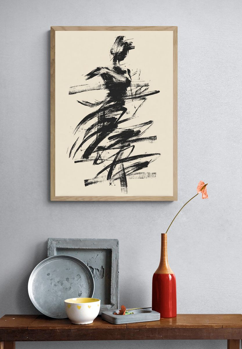Ink Figure Abstract Print. — room view 3