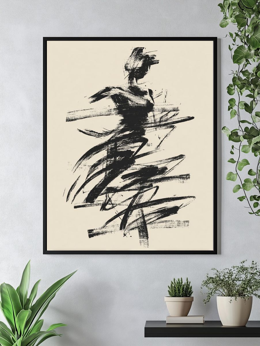 Ink Figure Abstract Print. — room view 4