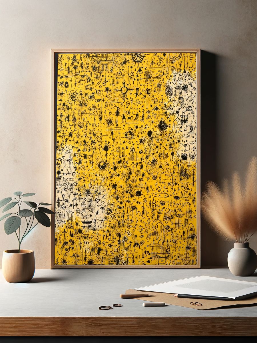 Abstract Yellow Patterns Poster. — room view 2