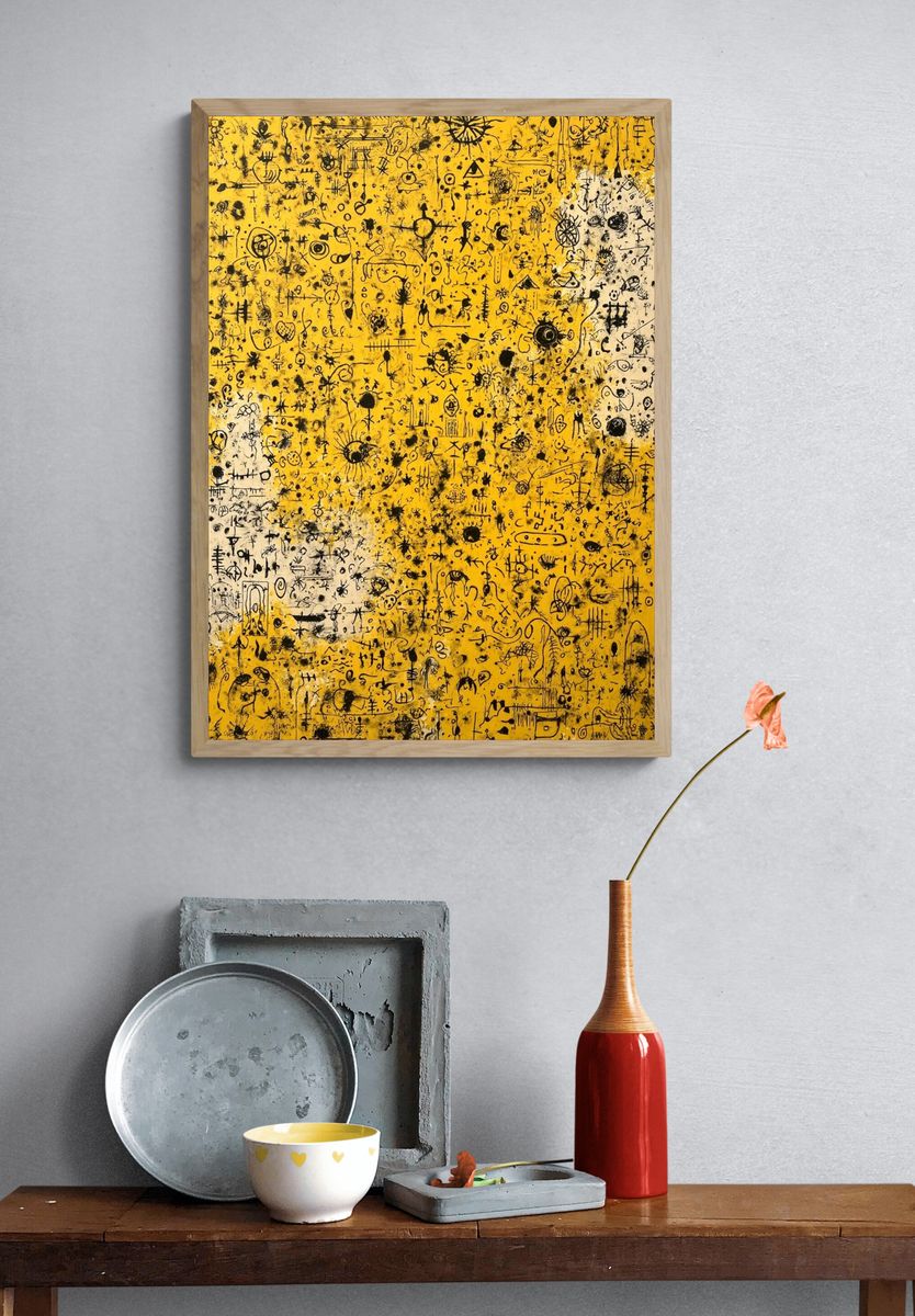 Abstract Yellow Patterns Poster. — room view 3