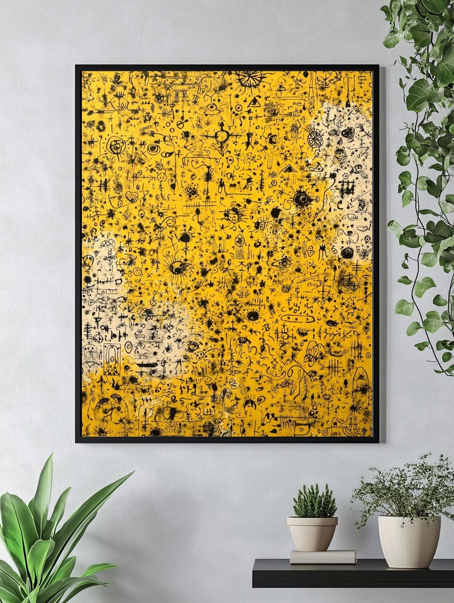 Abstract Yellow Patterns Poster. — room view 4