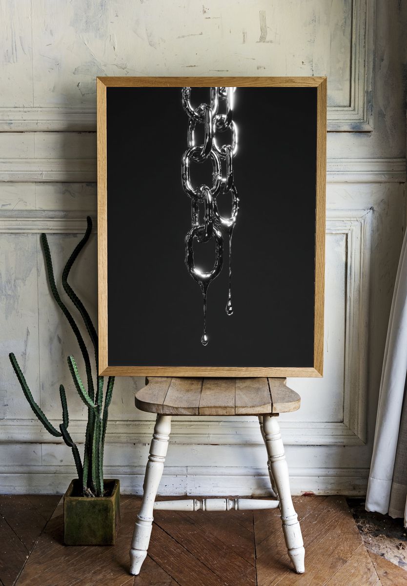 Chrome Chain Abstract Poster. room preview