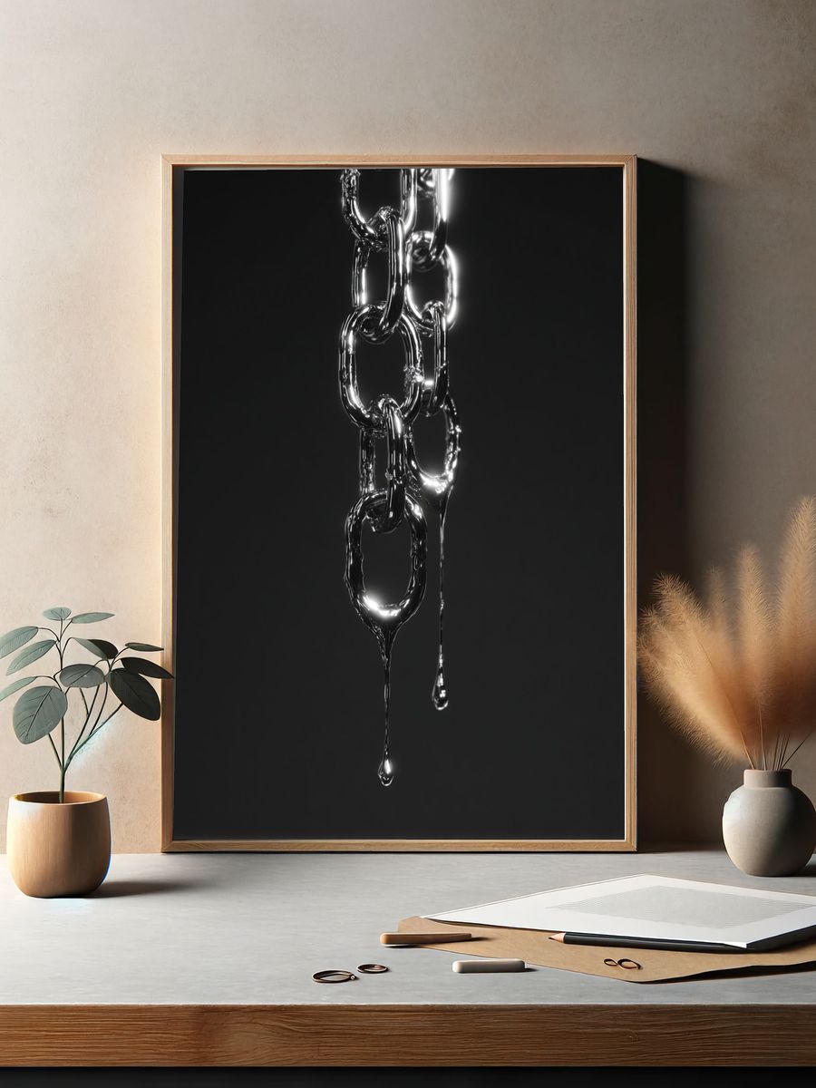 Chrome Chain Abstract Poster. — room view 2