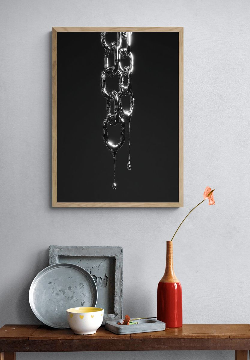 Chrome Chain Abstract Poster. — room view 3