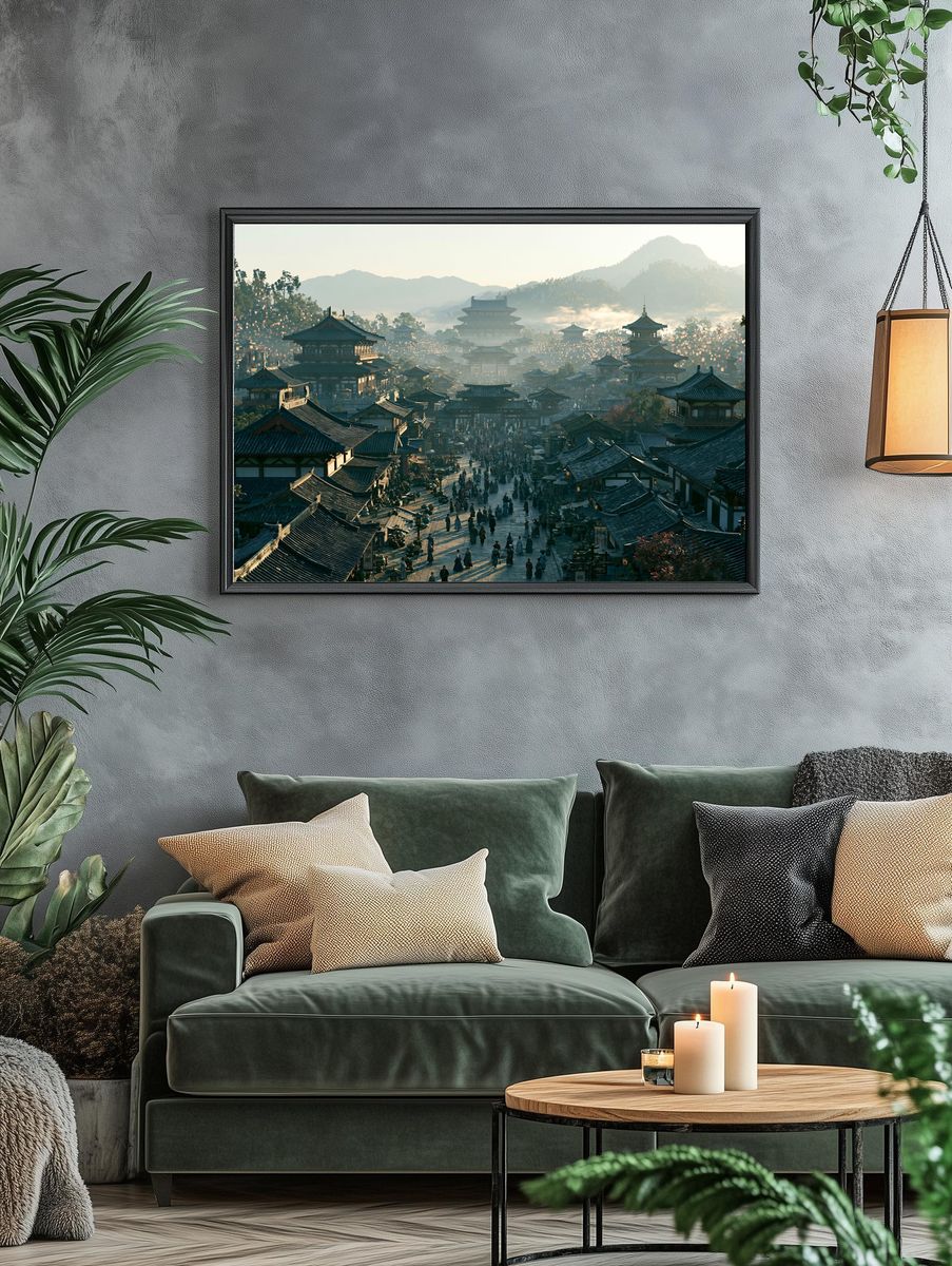 Ancient Chinese Cityscape Photography Poster. — room view 4