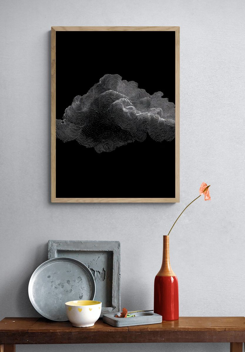 Abstract Cloud Lines Poster. — room view 3