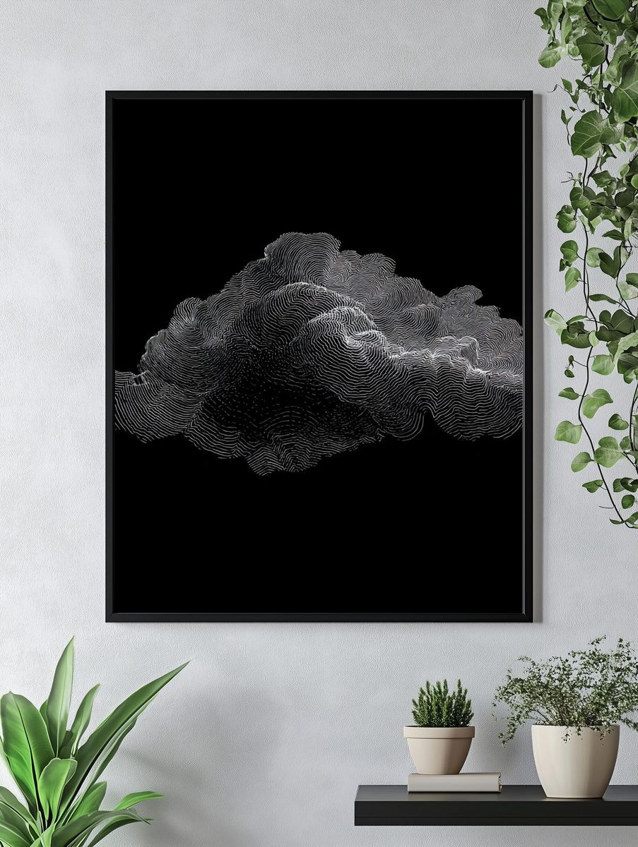 Abstract Cloud Lines Poster. — room view 4