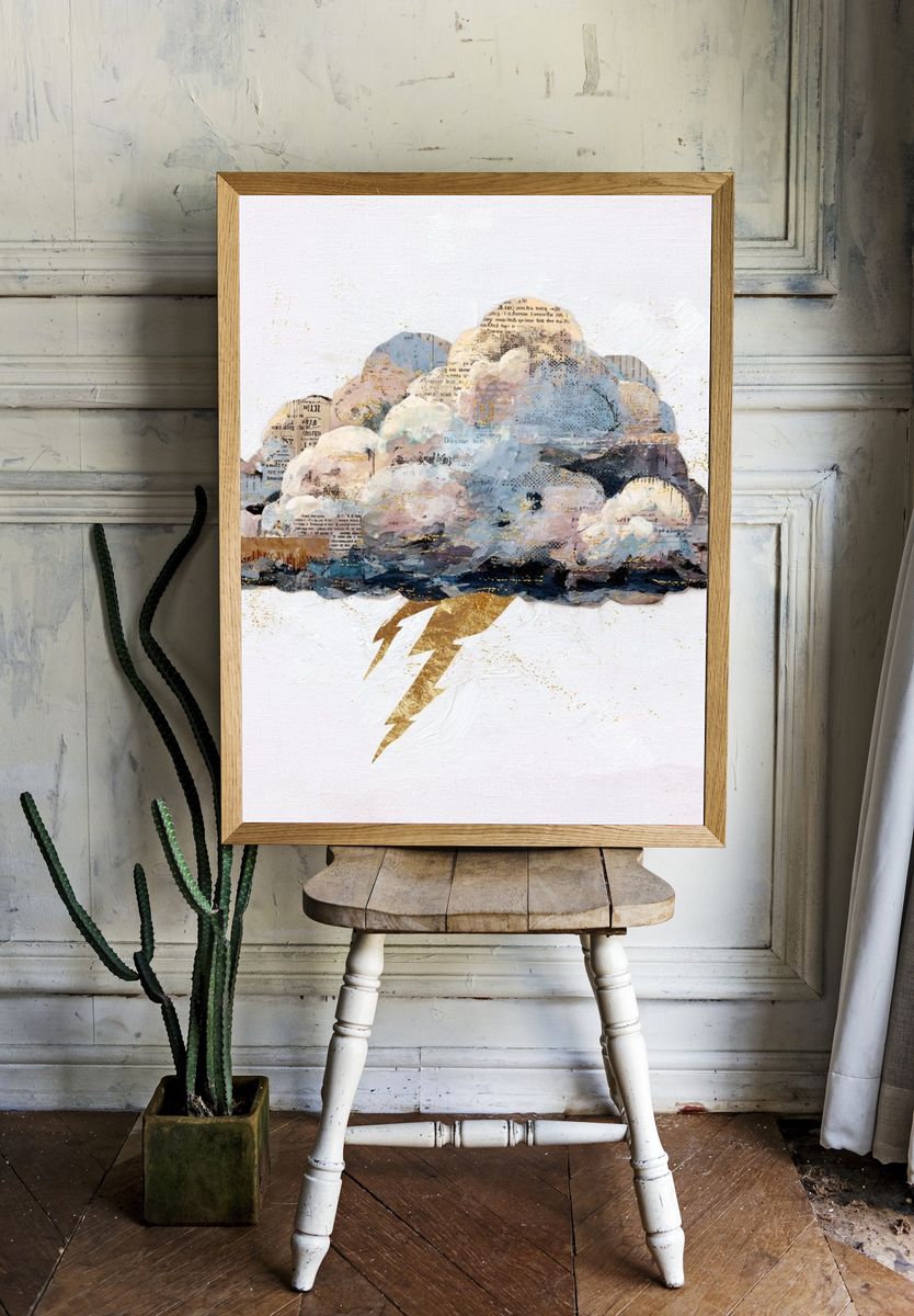 Abstract Cloud with Lightning — Art Print. — room view 1