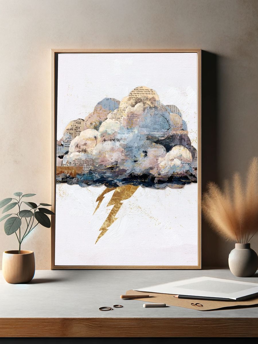Abstract Cloud with Lightning — Art Print. — room view 2