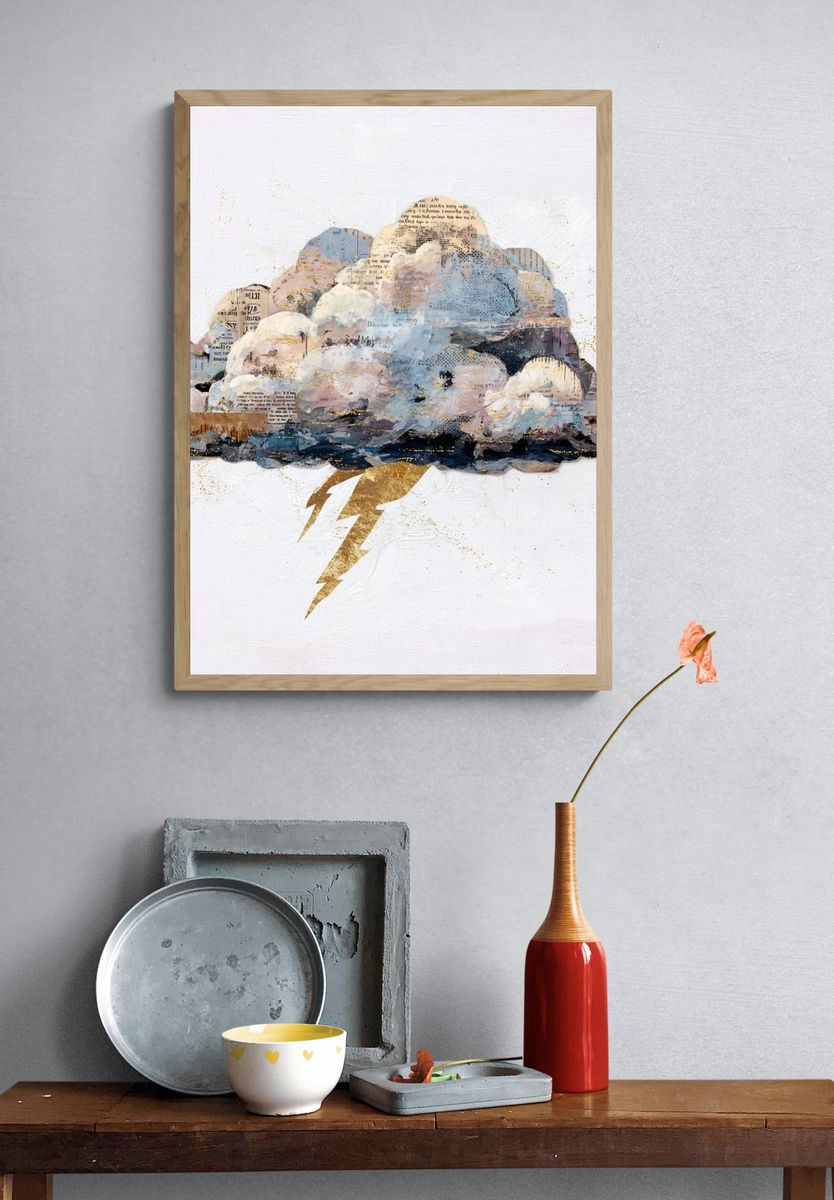 Abstract Cloud with Lightning — Art Print. — room view 3