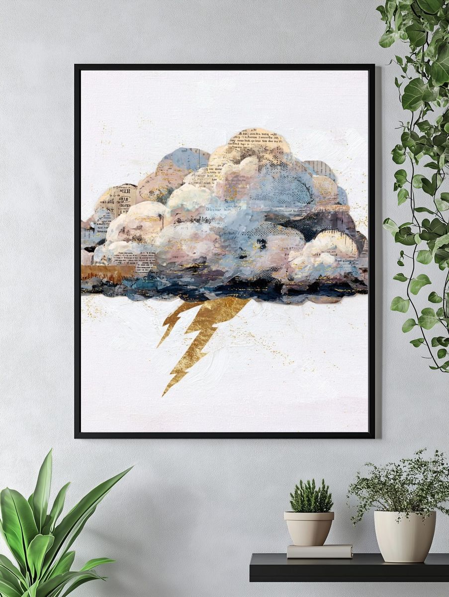 Abstract Cloud with Lightning — Art Print. — room view 4