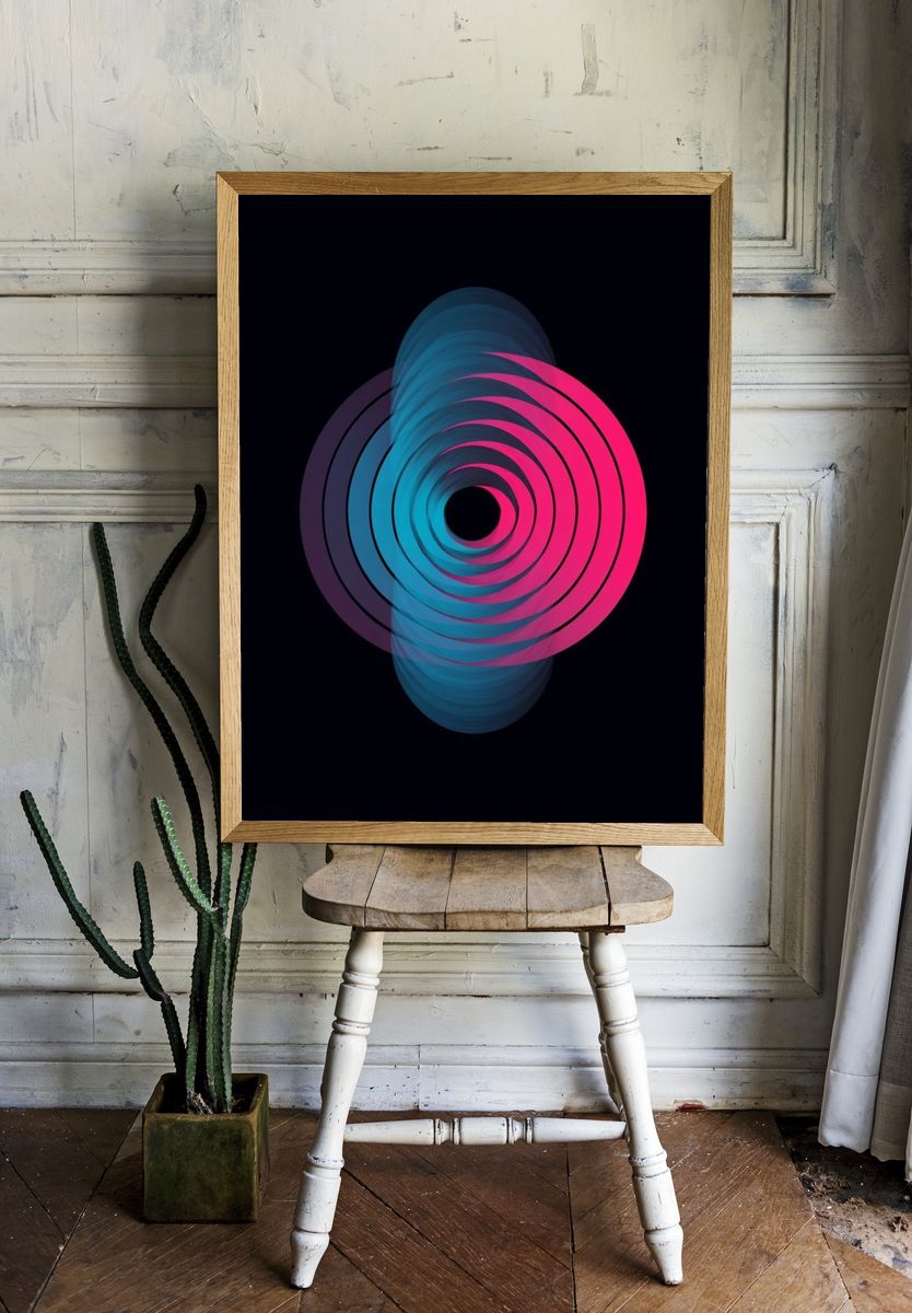Abstract Circular Waves Poster. — room view 1