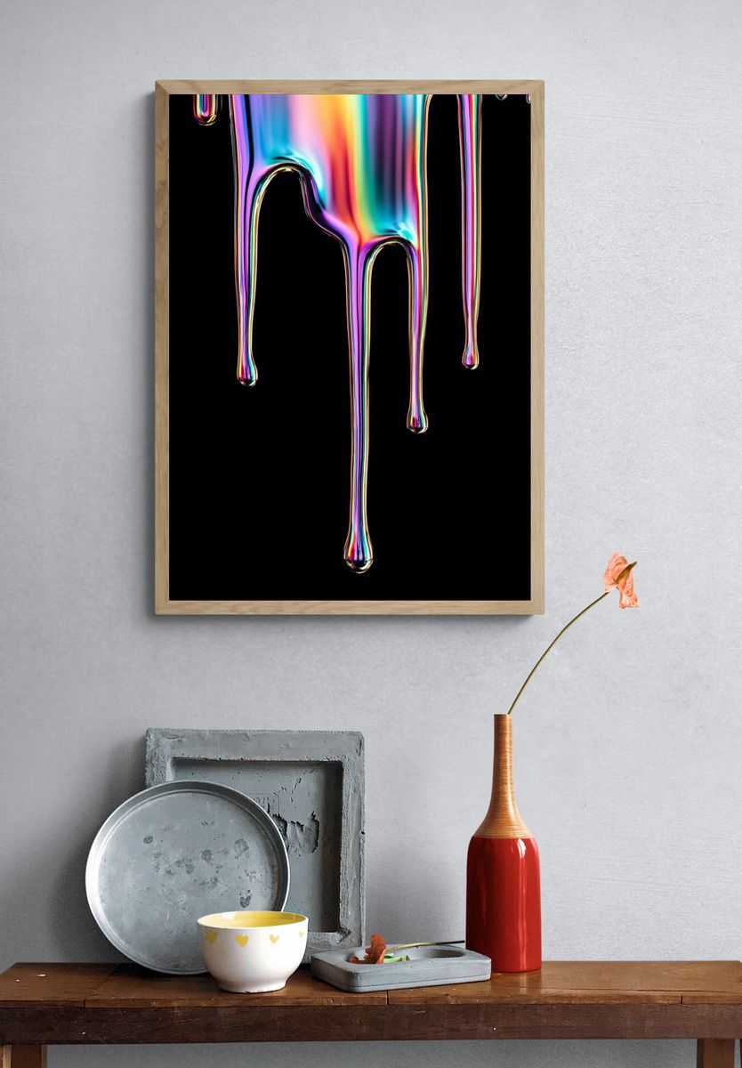 Colorful Dripping Paint — Abstract Print. — room view 3
