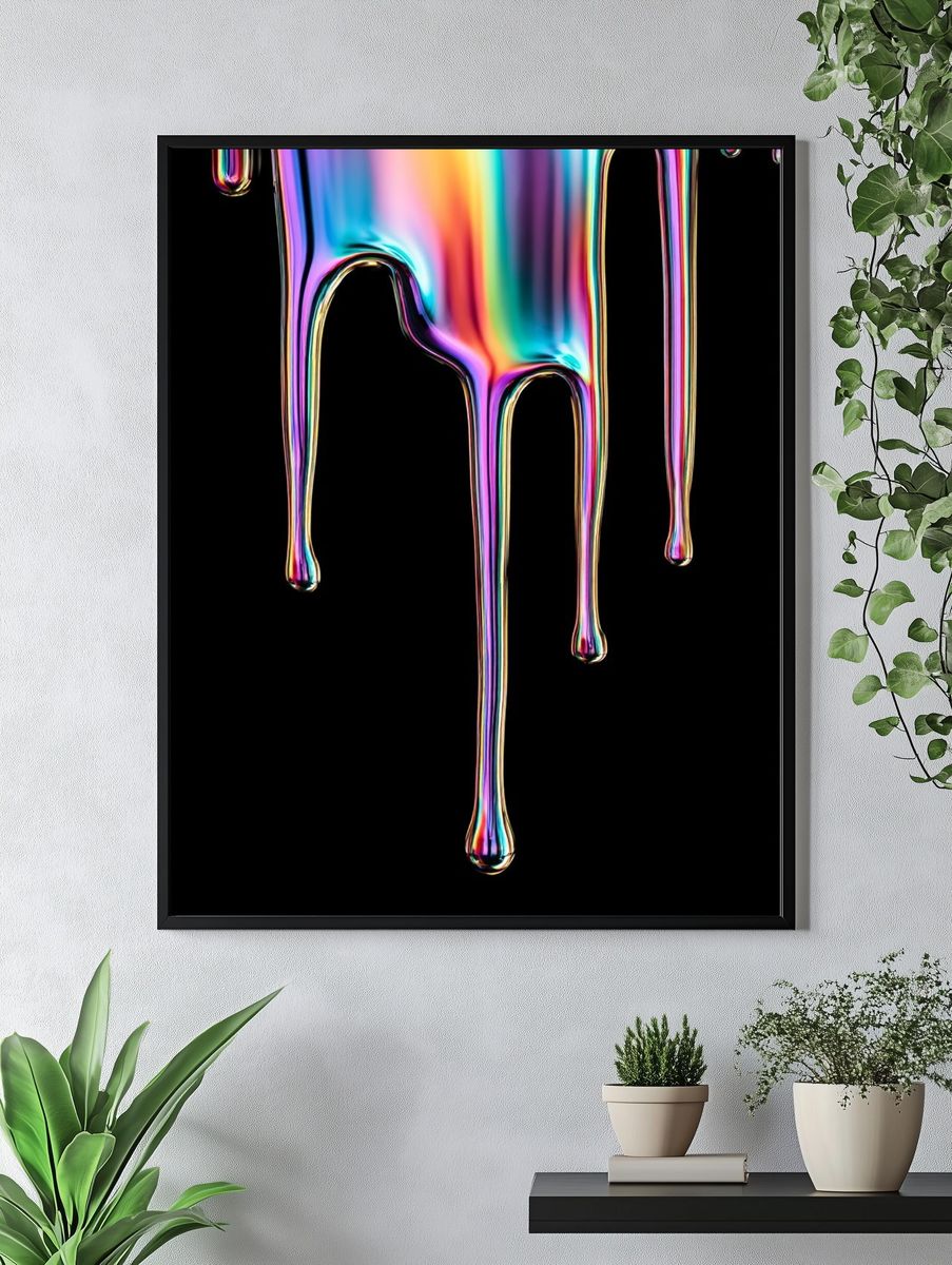 Colorful Dripping Paint — Abstract Print. — room view 4