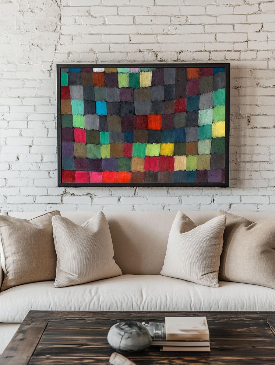 Colorful Abstract Patchwork Poster. — room view 1