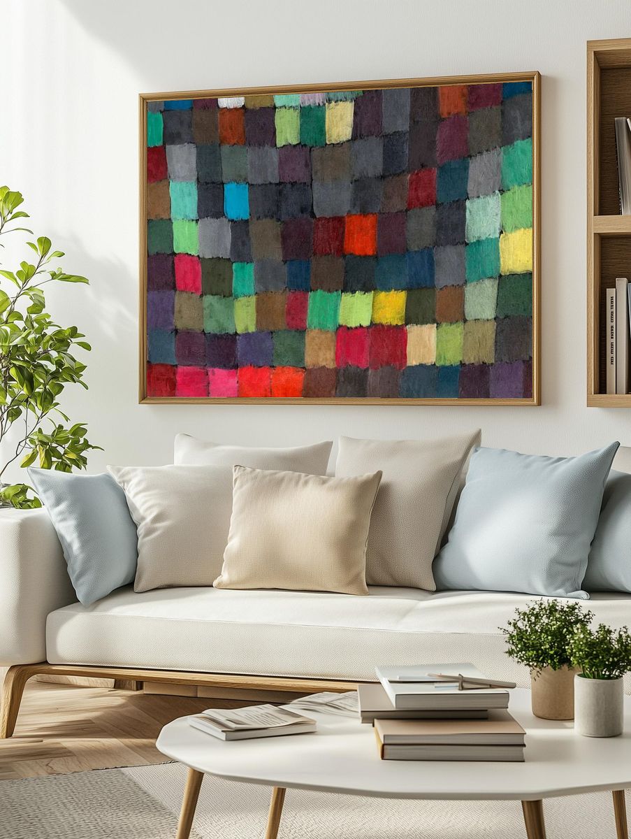 Colorful Abstract Patchwork Poster. — room view 2