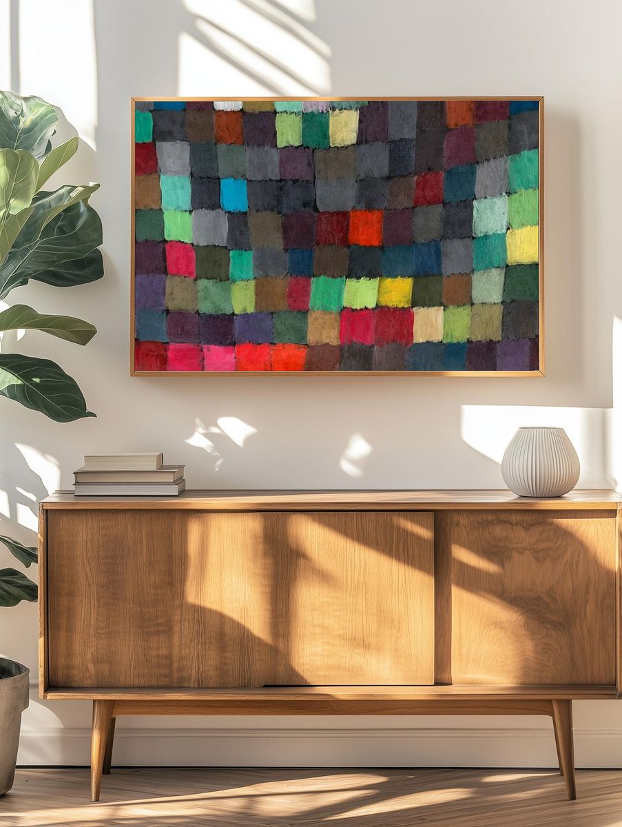 Colorful Abstract Patchwork Poster. — room view 3