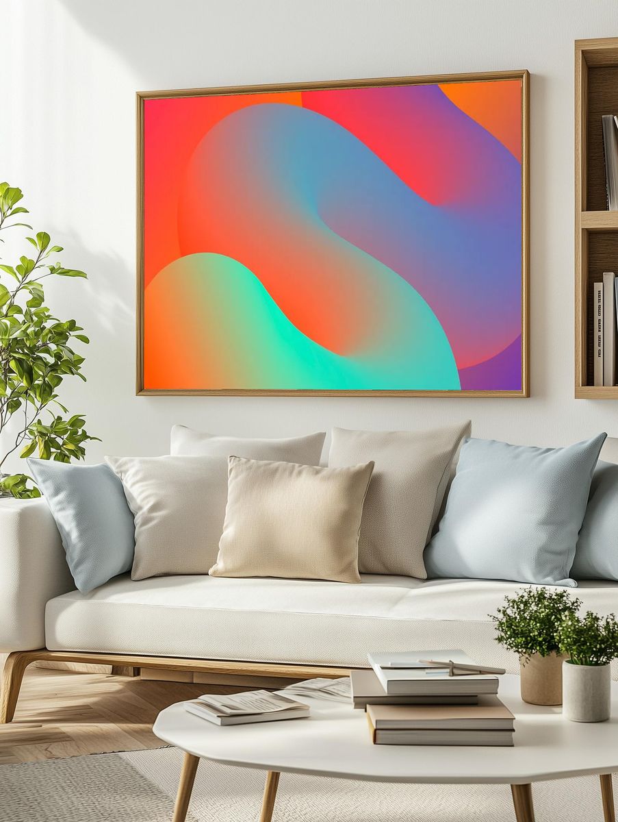 Abstract Colorful Waves Poster. — room view 2