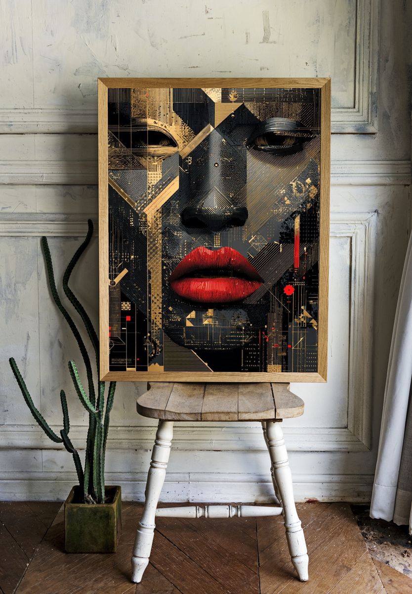 Abstract Face — Digital Art Print. — room view 1