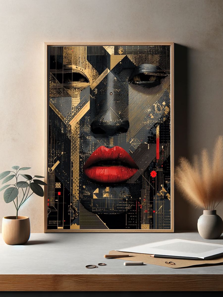 Abstract Face — Digital Art Print. — room view 2