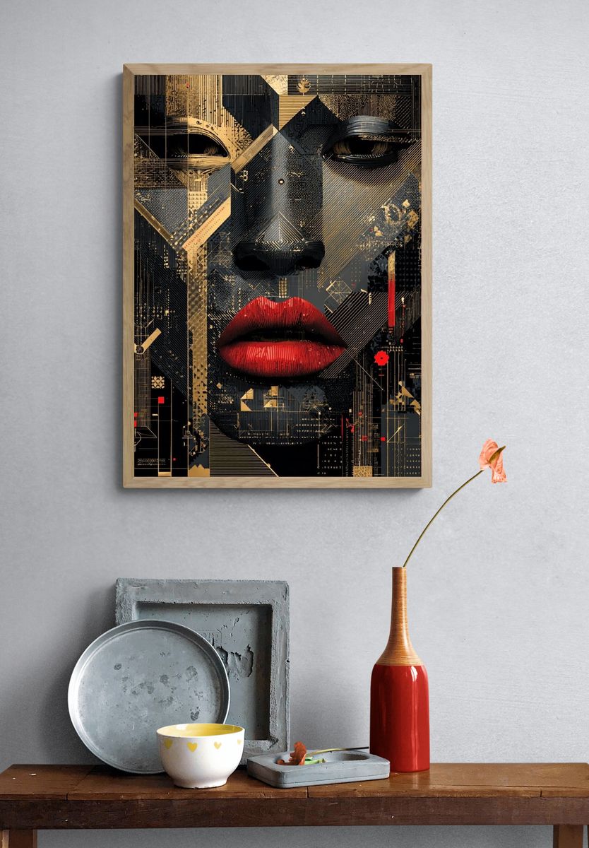 Abstract Face — Digital Art Print. — room view 3