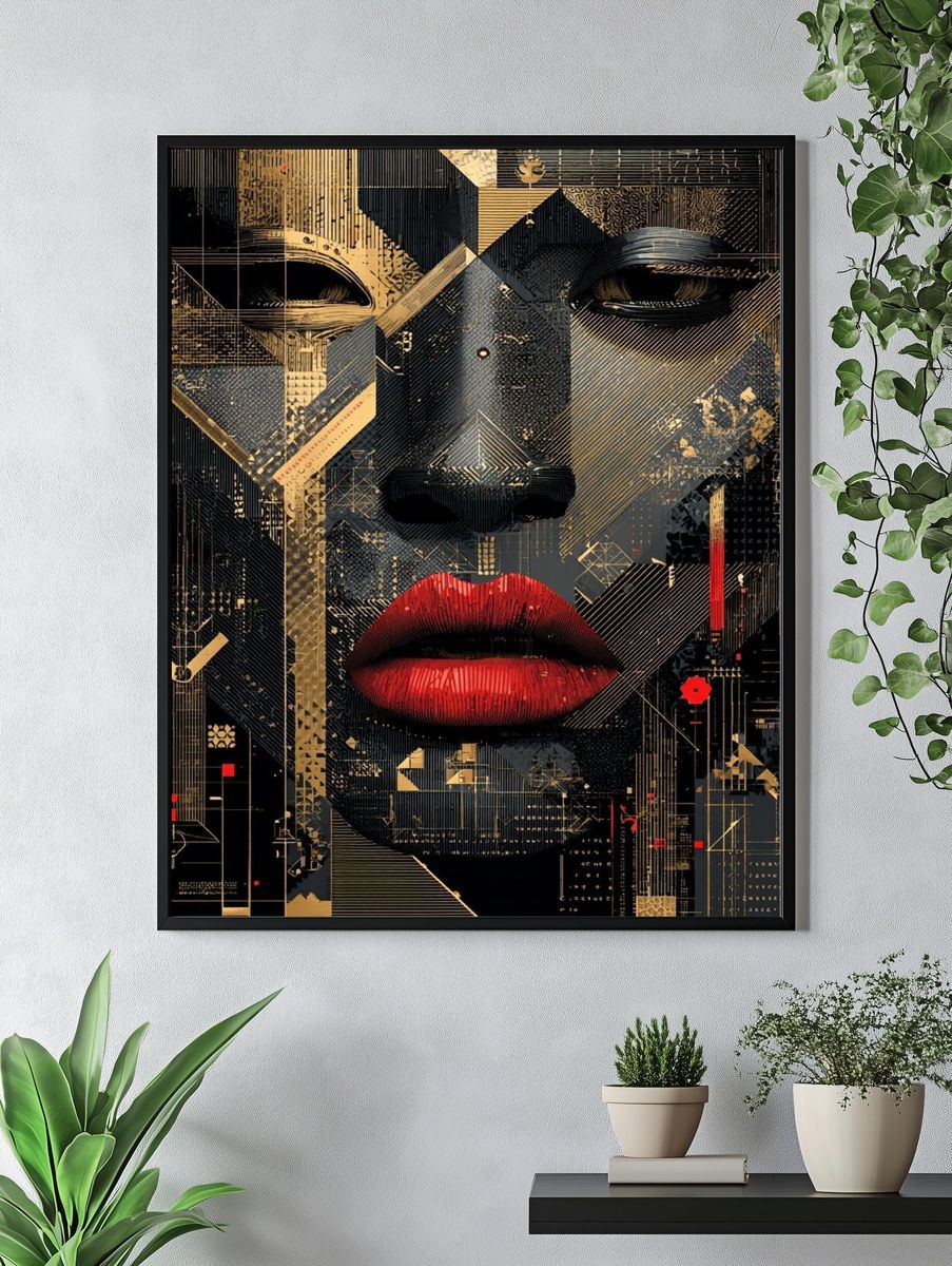 Abstract Face — Digital Art Print. — room view 4