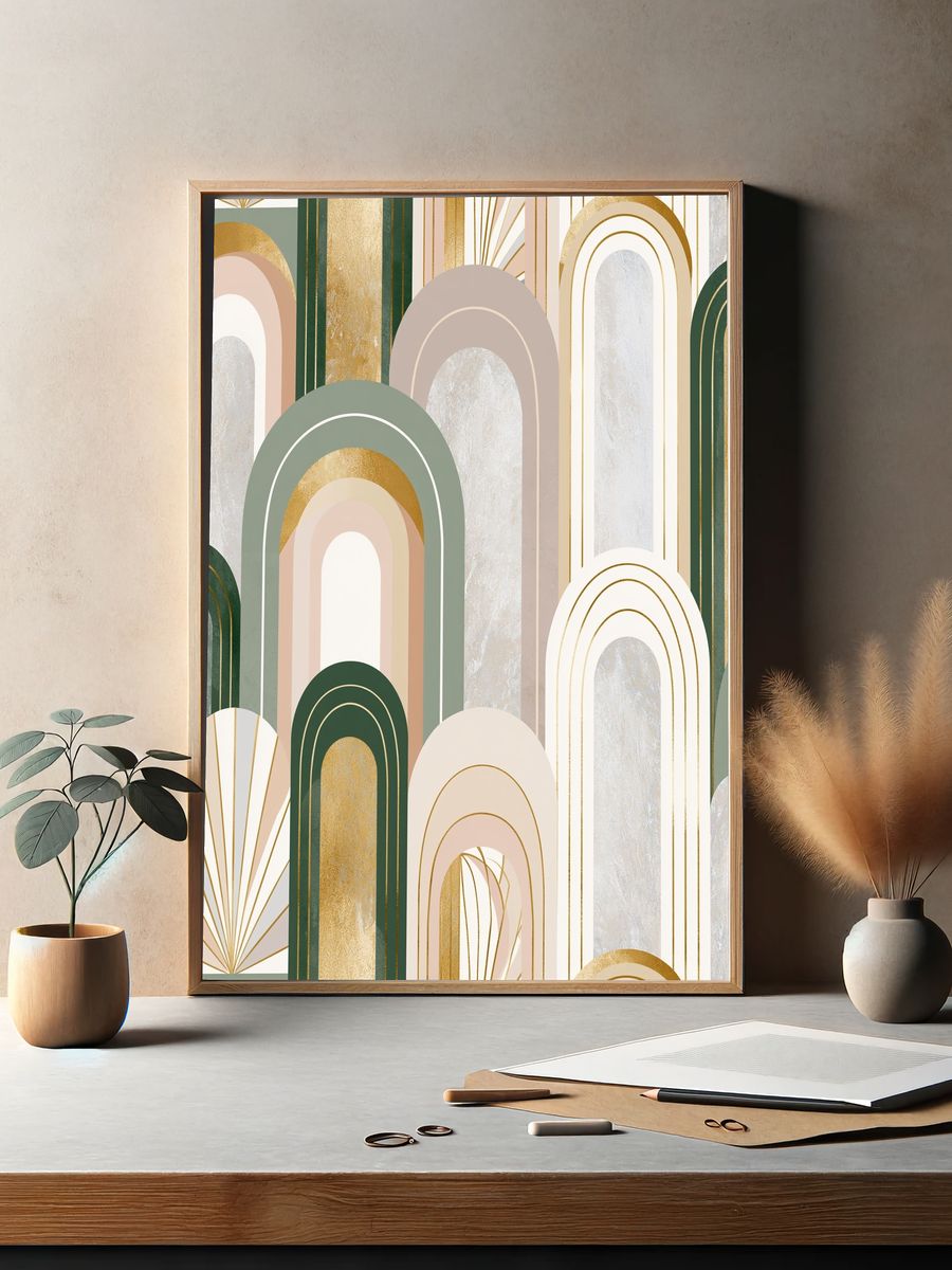 Art Deco Arches Abstract Poster. — room view 2