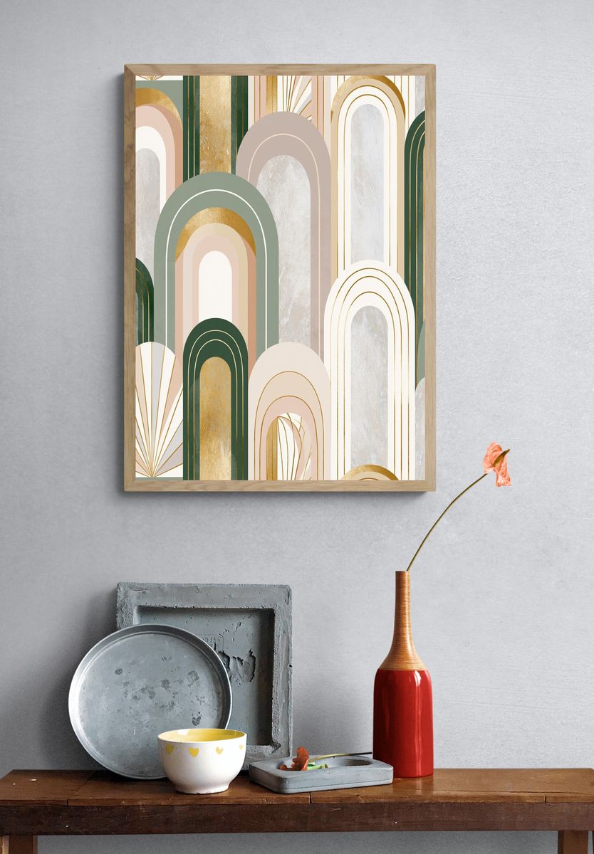 Art Deco Arches Abstract Poster. — room view 3