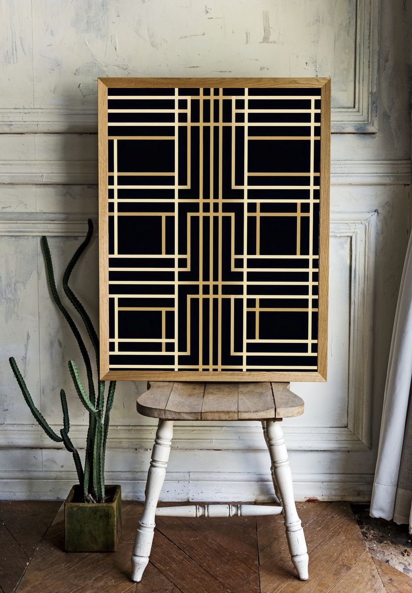 Gold Geometric Art Deco Poster. — room view 1