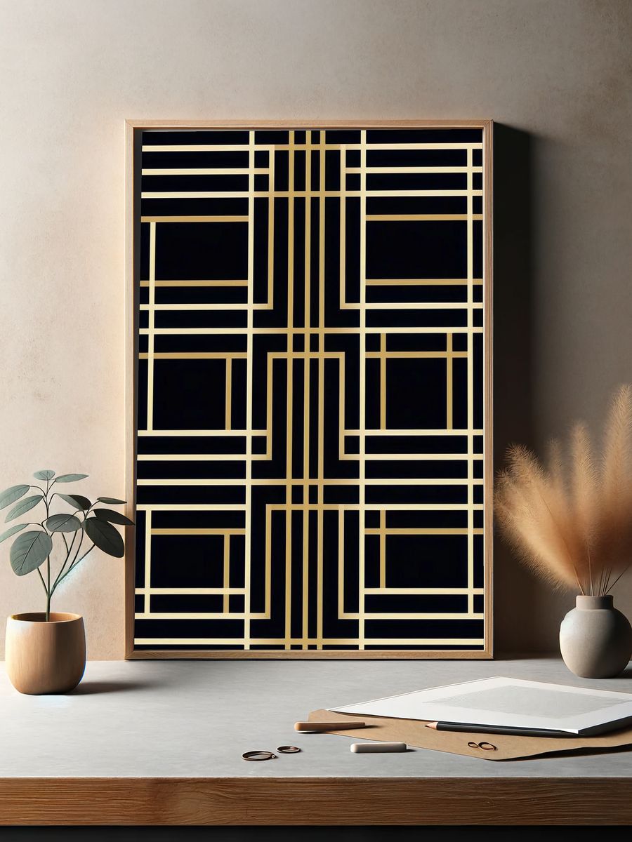 Gold Geometric Art Deco Poster. — room view 2