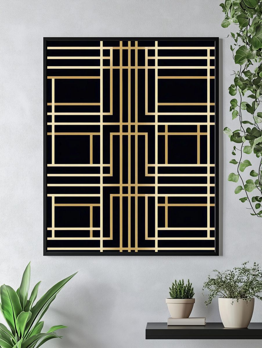 Gold Geometric Art Deco Poster. — room view 4