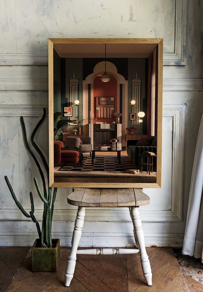 Art Deco Living Room Interior Print. room preview