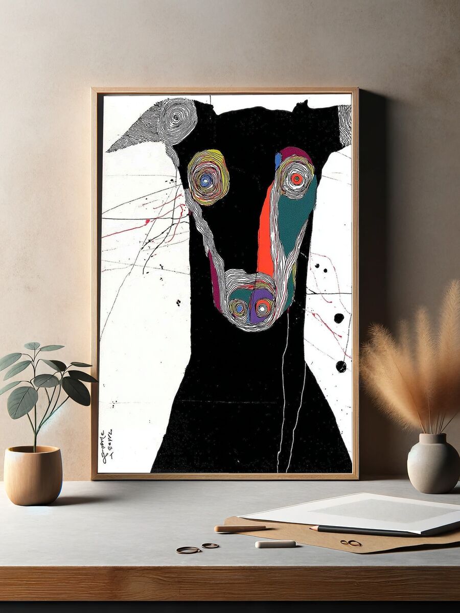 Abstract Dog Portrait Poster. — room view 2
