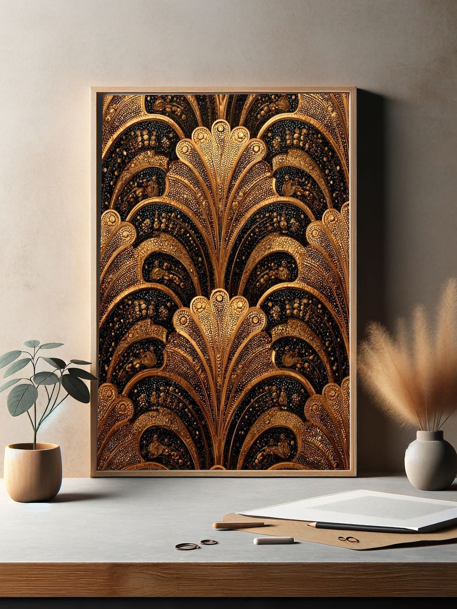 Art Deco Gold Pattern Poster. — room view 2