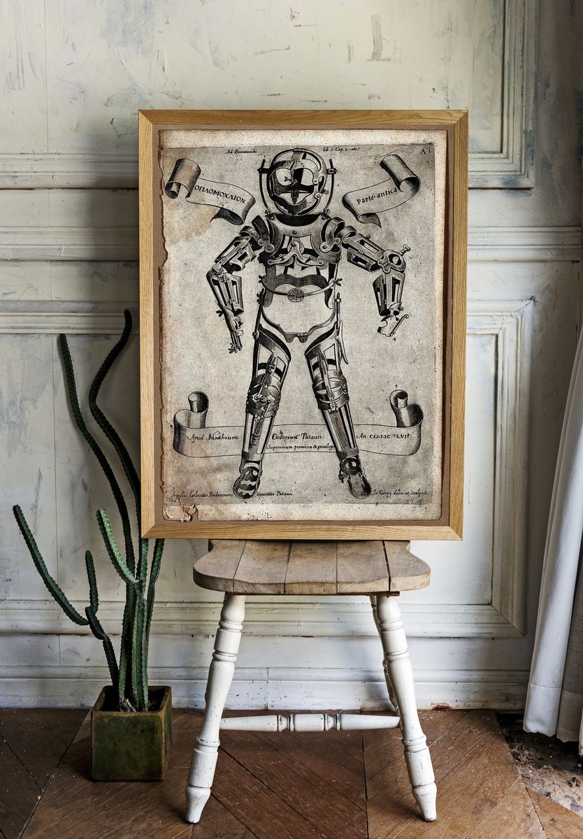 Antique Diving Suit Illustration Poster. room preview