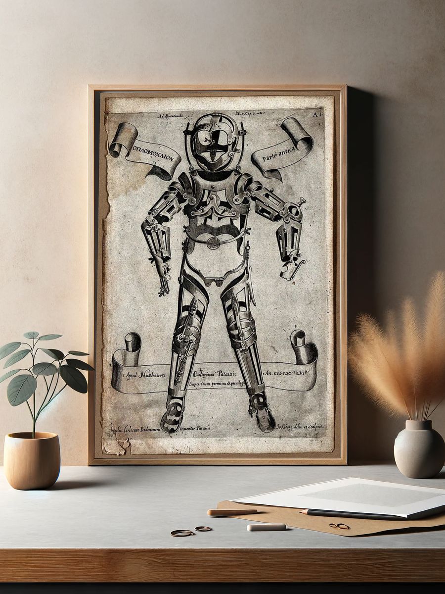 Antique Diving Suit Illustration Poster. — room view 2