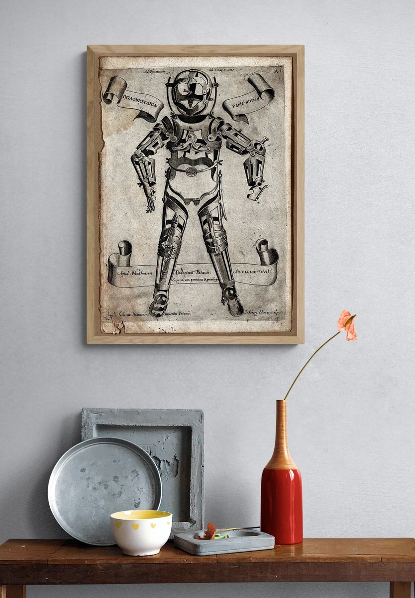 Antique Diving Suit Illustration Poster. — room view 3