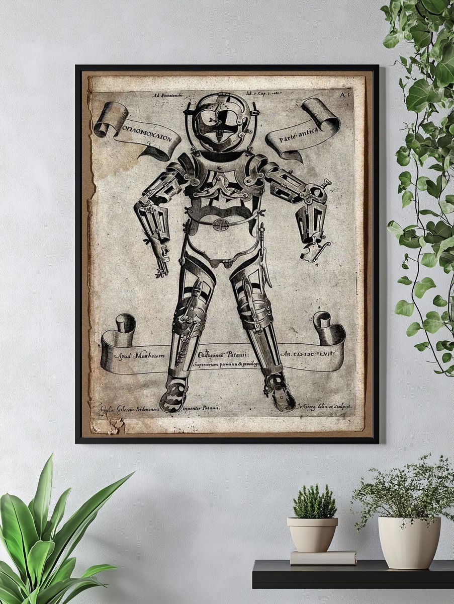 Antique Diving Suit Illustration Poster. — room view 4