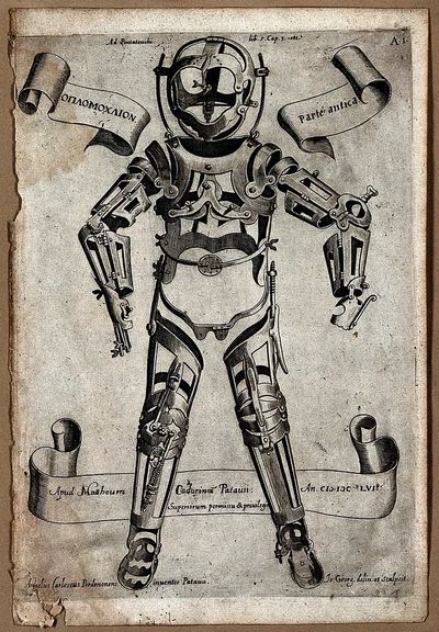 Antique Diving Suit Illustration Poster.