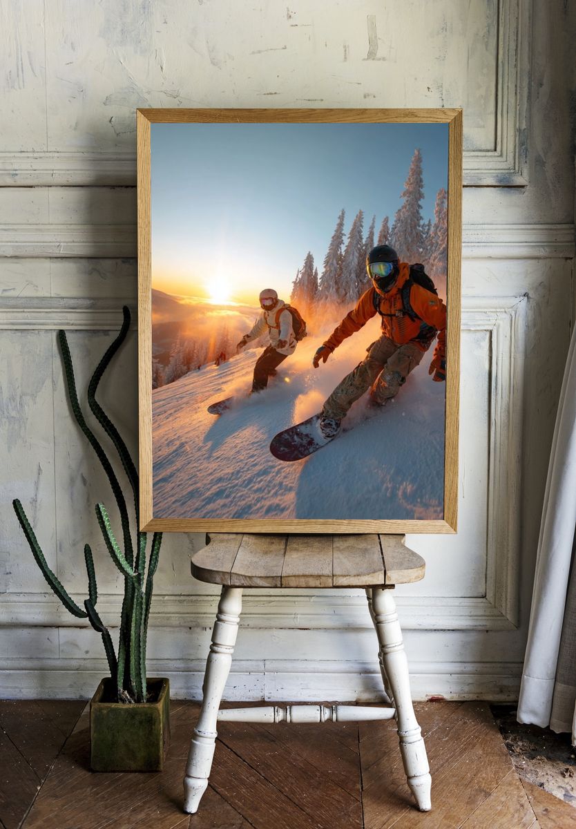 Snowboarders at Sunset — Adventure Print room preview