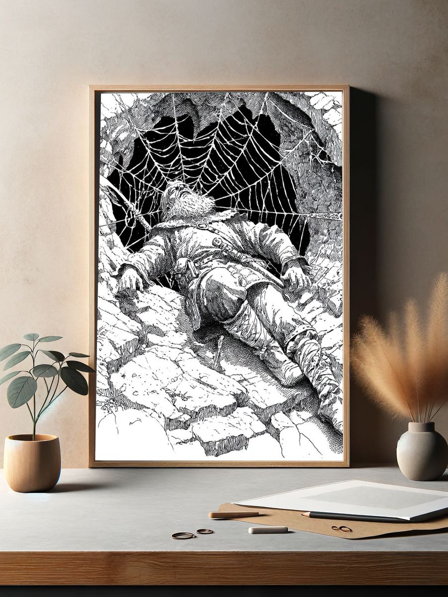 Adventurer in Spider's Web — Illustration Print. — room view 2