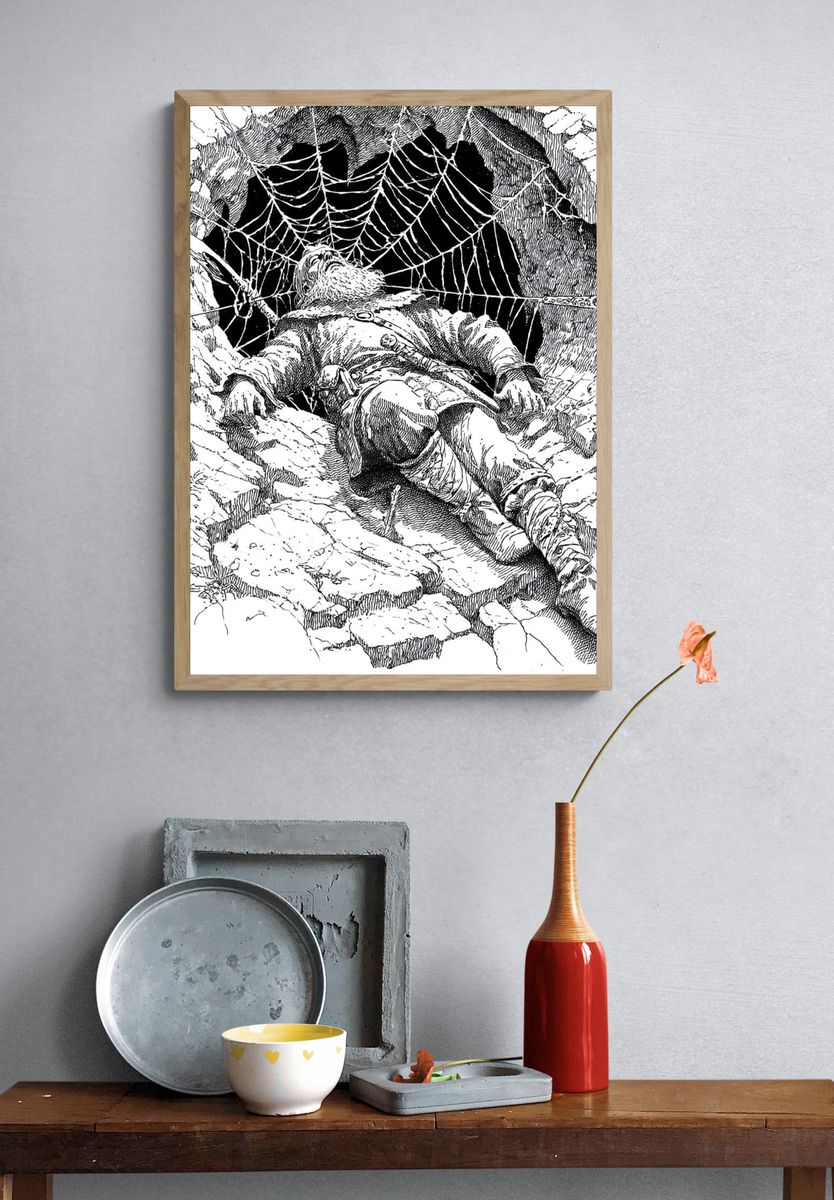 Adventurer in Spider's Web — Illustration Print. — room view 3