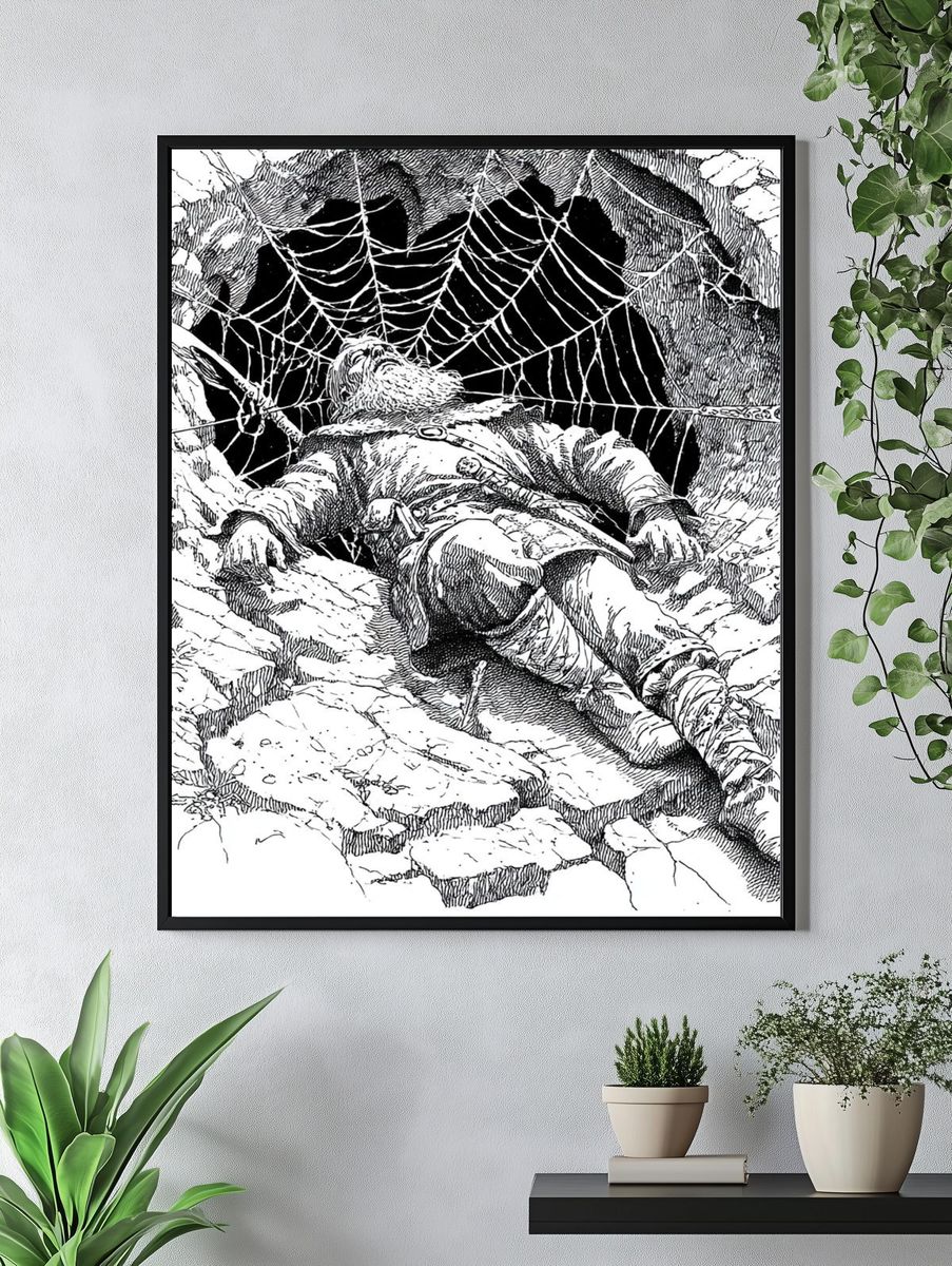 Adventurer in Spider's Web — Illustration Print. — room view 4
